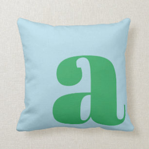 Moderne Monogramm-Initiale, Pastellblau Grün Kissen