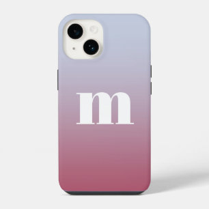 Moderne Monogramm-Initiale Pink-Blauer Farbverlauf iPhone 14 Hülle