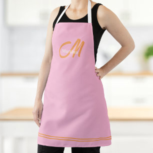 Moderne Monogramm-Initiale Pink Orange Schürze