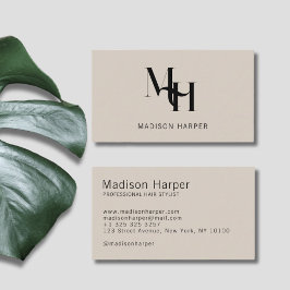 Moderne Monogramm-Initialen aus der Haarstylistik  Visitenkarte