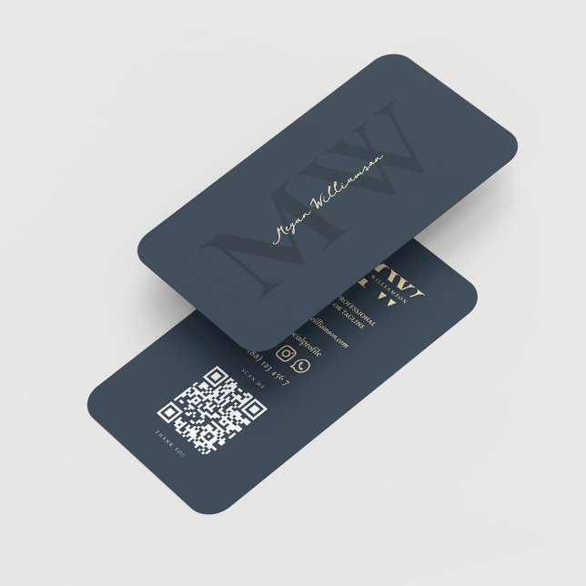 Moderne Monogramm-Initialen Beruflich dunkelblau Visitenkarte (Modern Monogram Initials Professional Dark Blue Business Card
)