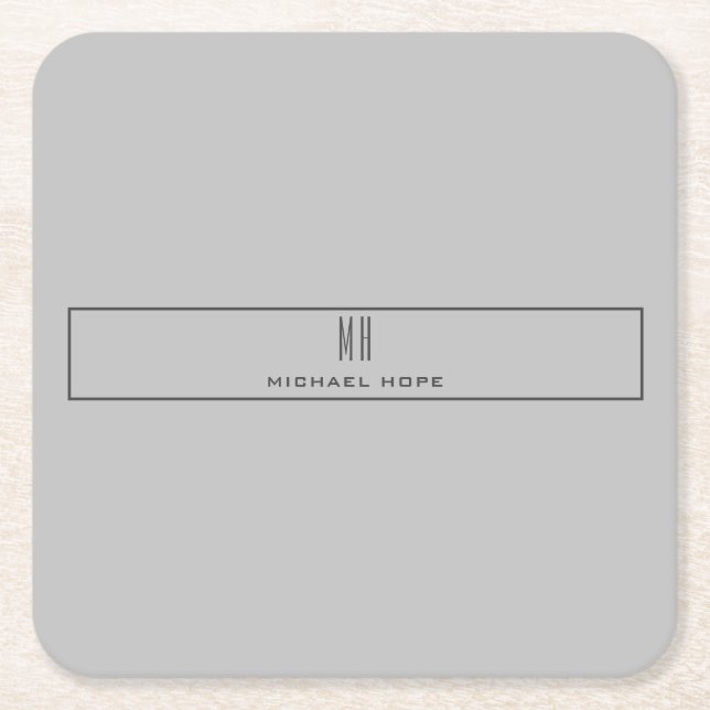 Moderne Monogramm-Initialen Beruflich Schlicht ein Rechteckiger Pappuntersetzer (Vorderseite)