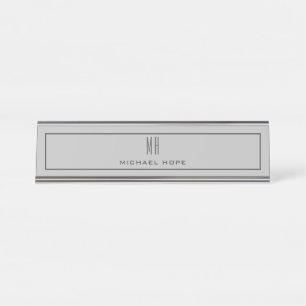 Moderne Monogramm-Initialen Beruflich Schlicht ein Schreibtischnamensplakette