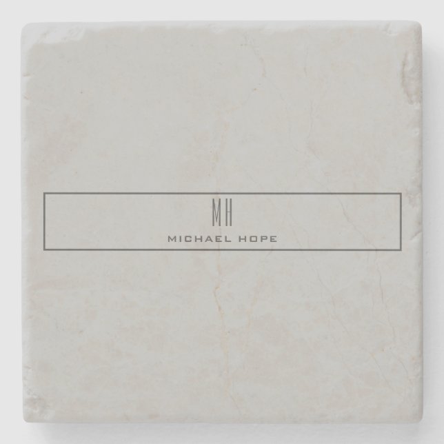 Moderne Monogramm-Initialen Beruflich Schlicht ein Steinuntersetzer (Vorderseite)
