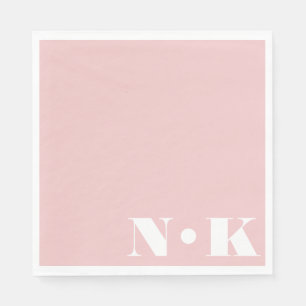 Moderne Monogramm-Initialen Blush Pink Custom Wedd Serviette