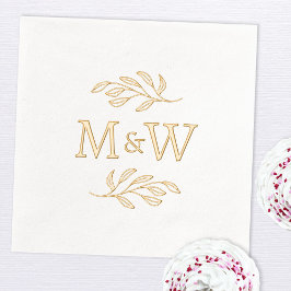 Moderne Monogramm-Initialen Elegant Botanisch Servietten Mit Folie
