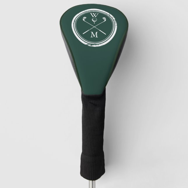 Moderne Monogramm-Initialen Emerald Green Golf Headcover (Vorderseite)