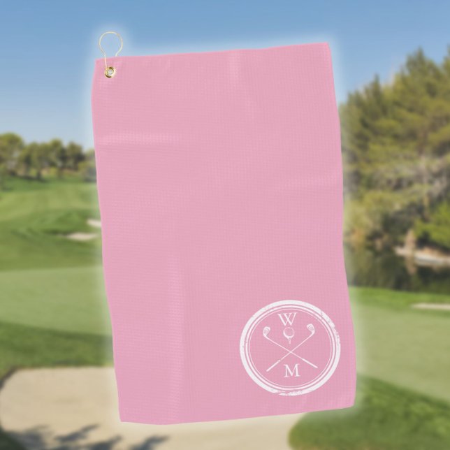 Moderne Monogramm-Initialen Feminine Pink Golfhandtuch (Von Creator hochgeladen)