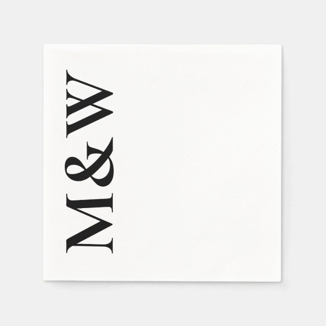 Moderne Monogramm-Initialen fett Schwarz-weiße Hoc Serviette (Vorderseite)