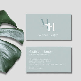 Moderne Monogramm-Initialen für Haarstylisten blau Visitenkarte