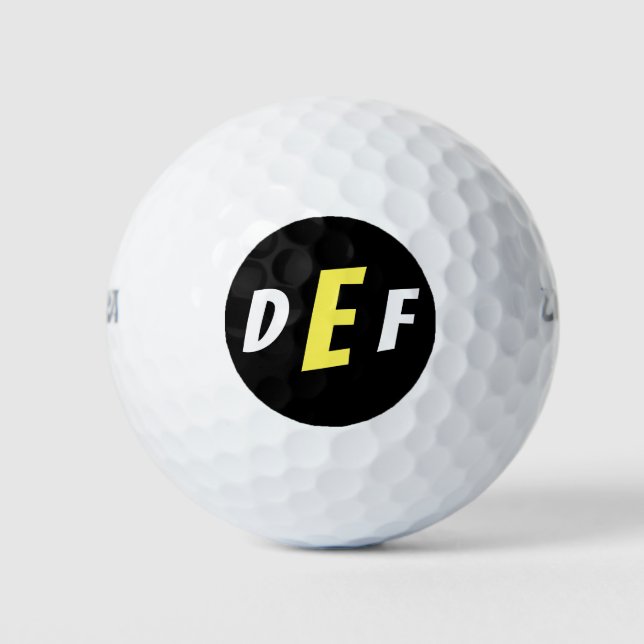 Moderne Monogramm-Initialen gelb Golfball (Vorderseite)