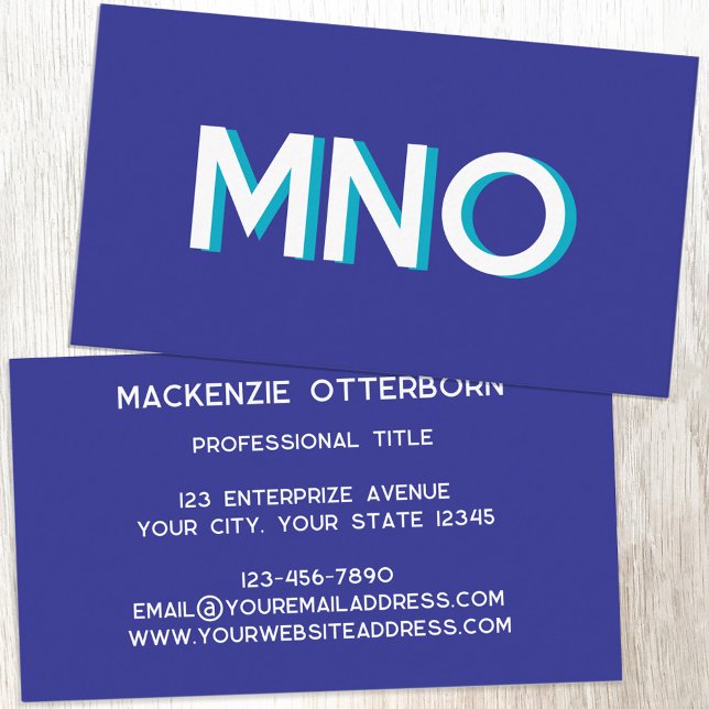Moderne Monogramm-Initialen lassen den Schatten fa Visitenkarte (Monogram initials drop shadow personalized professional business cards)