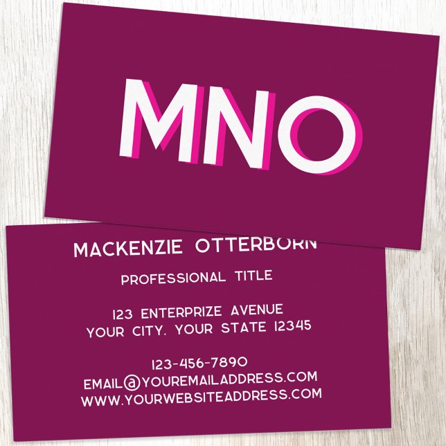 Moderne Monogramm-Initialen lassen den Schatten fa Visitenkarte (Monogram initials drop shadow personalized professional business cards)