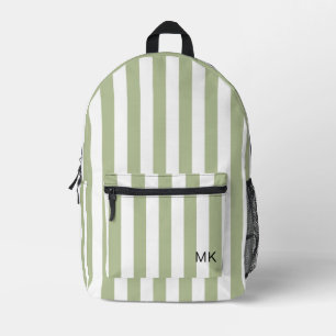 Moderne Monogramm-Initialen mit grünem Streifen Bedruckter Rucksack