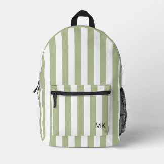 Moderne Monogramm-Initialen mit grünem Streifen Bedruckter Rucksack