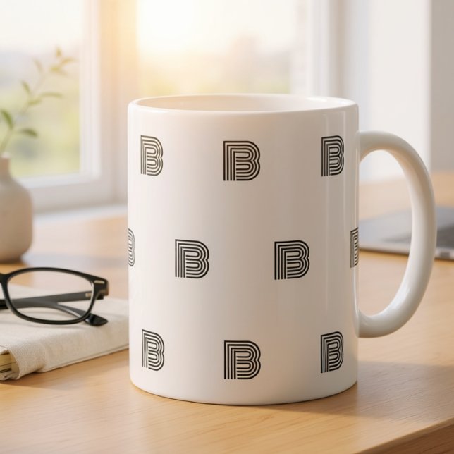 Moderne Monogramm-Initialen-Muster Minimal Kaffeetasse (Von Creator hochgeladen)