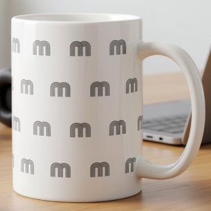 Moderne Monogramm-Initialen-Muster Minimal Schwarz Kaffeetasse