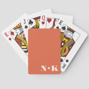 Moderne Monogramm-Initialen Orange Benutzerdefinie Spielkarten