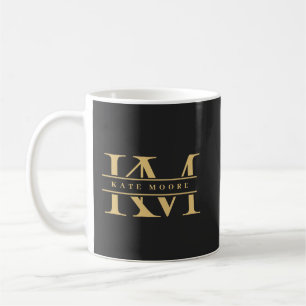 Moderne Monogramm-Initialen Professionell Schwarz Kaffeetasse