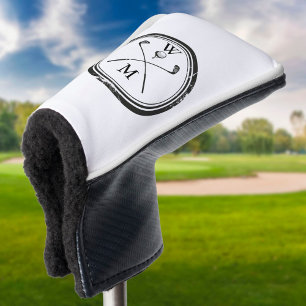 Moderne Monogramm-Initialen schwarz und weiß Golf Headcover