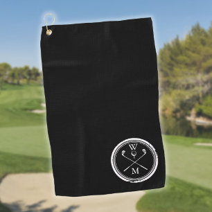 Moderne Monogramm-Initialen Schwarz und Weiß Golfhandtuch
