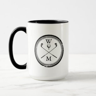 Moderne Monogramm-Initialen Schwarz und Weiß Tasse