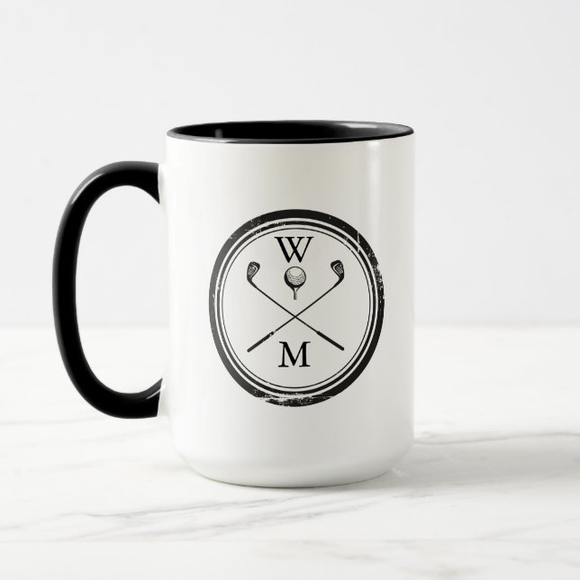 Moderne Monogramm-Initialen schwarz und weiß Tasse (Links)