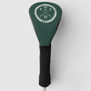 Moderne Monogramm-Initialen Smaragdgrün Golf Headcover