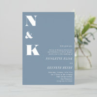Moderne Monogramm-Initialen Staubblau Fette Hochze
