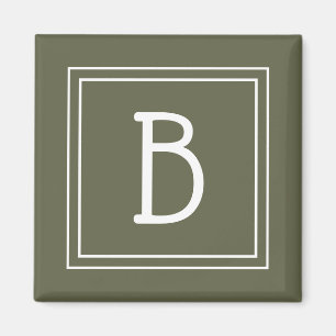 Moderne Monogramm-Initialvorlage Rustikal Grün Magnet