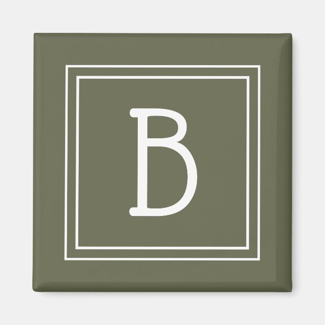 Moderne Monogramm-Initialvorlage Rustikal Grün Magnet (Vorne)