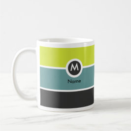 Moderne Monogramm-Kaffee-Tasse - Gelb/dunkelgraues Kaffeetasse
