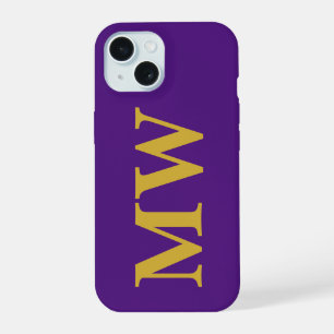 Moderne Monogramm Lila & Gold Stylisch Minimalisti iPhone 15 Hülle