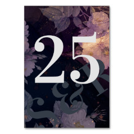 Moderne Monogramm-Lila Hochzeit im Herbst Tischnummer