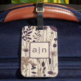 Moderne Monogramm-Lila Wildblumen Gepäckanhänger