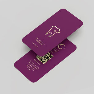 Moderne Monogramm-Luxus-Lila-Gold-Zahnarzt Dental Visitenkarte