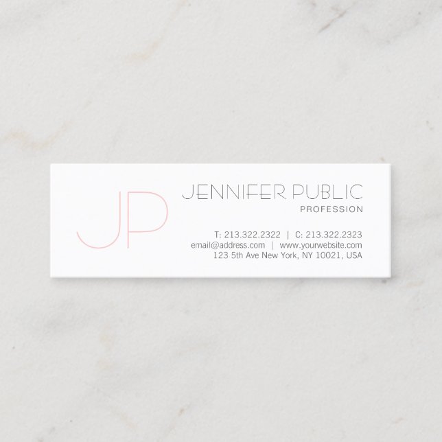Moderne Monogramm-Minimal-Design Luxus professione Mini Visitenkarte (Vorderseite)