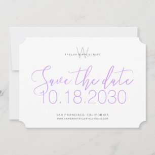 Moderne Monogramm-Minimal-Lila-Violette-Sparen-Sie Save The Date