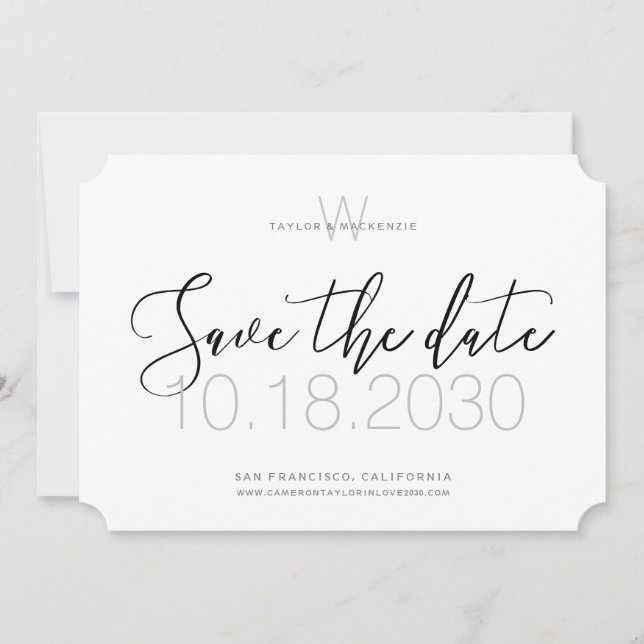 Moderne Monogramm-Minimal-Rettungsdatum Save The Date (Vorderseite)
