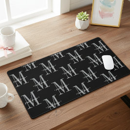 Moderne Monogramm-Minimal-Schwarz-Weiß Schreibtischunterlage