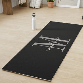 Moderne Monogramm-Minimal-Schwarz-Weiß Yogamatte