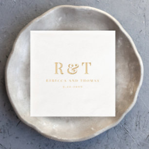 Moderne Monogramm-Minimalismus-Hochzeit Servietten Mit Folie