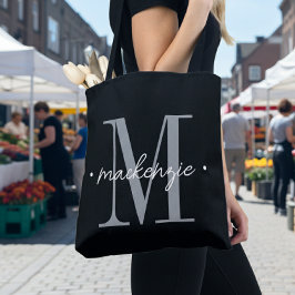 Moderne Monogramm-Minimalistik Schwarz Weiß