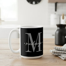 Moderne Monogramm-Minimalistik Schwarz Weiß