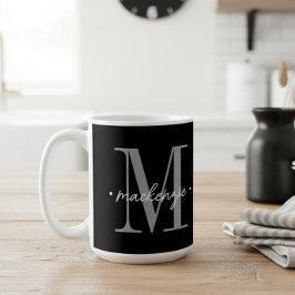 Moderne Monogramm-Minimalistik Schwarz Weiß Kaffeetasse