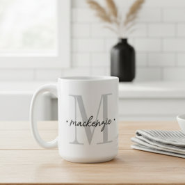 Moderne Monogramm-Minimalistik Schwarz Weiß Kaffeetasse