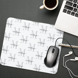 Moderne Monogramm-Minimalistik Schwarz Weiß Mousepad