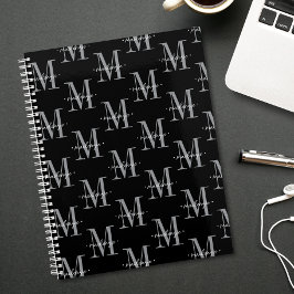 Moderne Monogramm-Minimalistik Schwarz Weiß Planer
