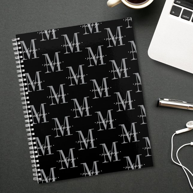 Moderne Monogramm-Minimalistik Schwarz Weiß Planer (Von Creator hochgeladen)