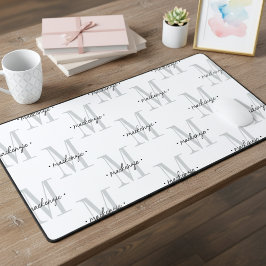 Moderne Monogramm-Minimalistik Schwarz Weiß Schreibtischunterlage